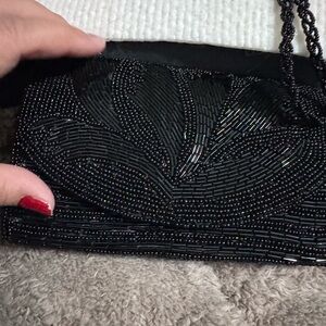 Black Beaded Evening Clutch